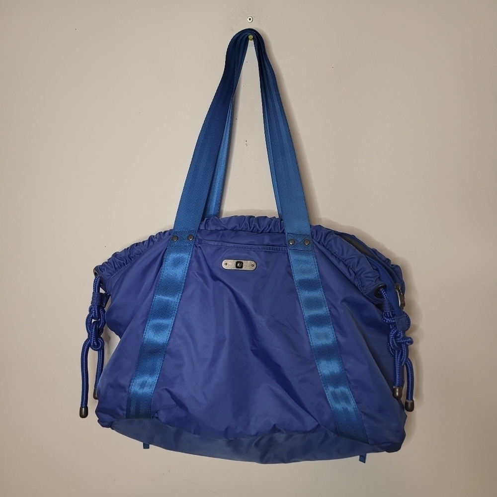 FUL Nylon Drawstring Organizer Carry On Yoga Duffle Bag Royal Blue Large